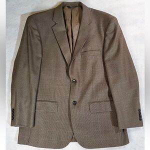 Joseph & Feiss Gold Signature Check Sport Coat 100% Wool Mens Size 48L